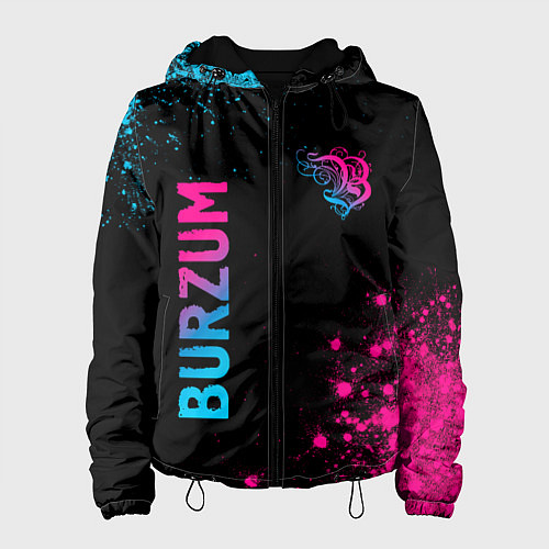 Женская куртка Burzum - neon gradient: надпись, символ / 3D-Черный – фото 1