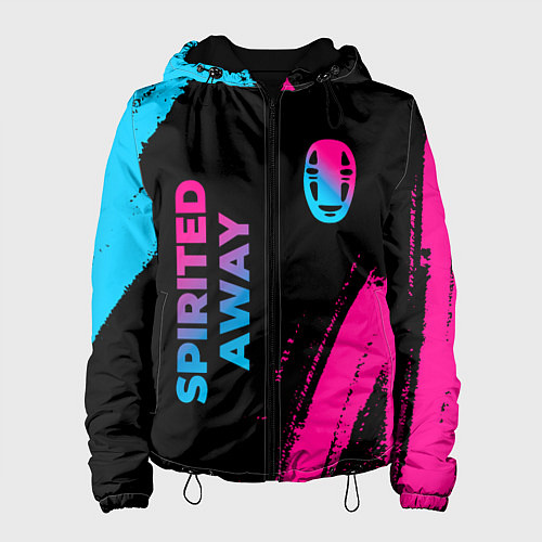 Женская куртка Spirited Away - neon gradient: надпись, символ / 3D-Черный – фото 1