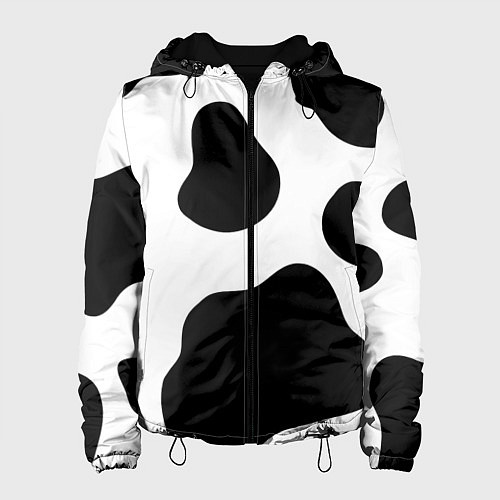 Женская куртка Принт - пятна коровы / 3D-Черный – фото 1
