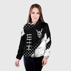 Куртка с капюшоном женская HIM и рок символ на темном фоне, цвет: 3D-черный — фото 2