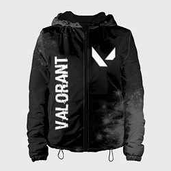 Куртка с капюшоном женская Valorant glitch на темном фоне: надпись, символ, цвет: 3D-черный