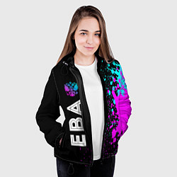 Куртка с капюшоном женская Ева и неоновый герб России: по-вертикали, цвет: 3D-черный — фото 2