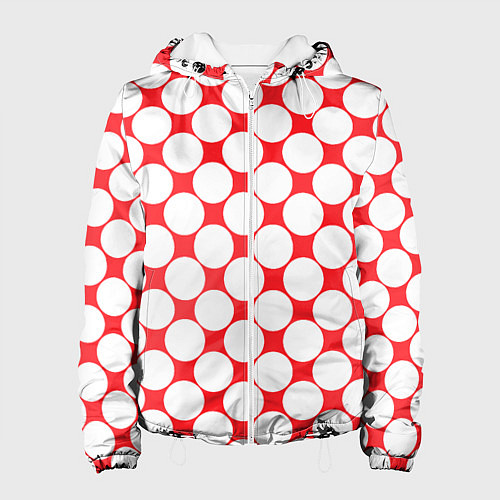 Женская куртка Узор в красное ретро-яблоко / 3D-Белый – фото 1