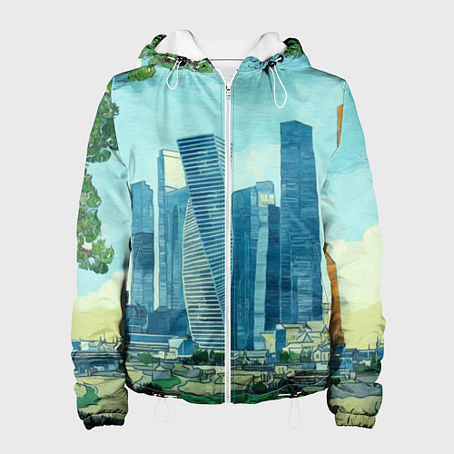 Женская куртка Москва-сити Ван Гог / 3D-Белый – фото 1
