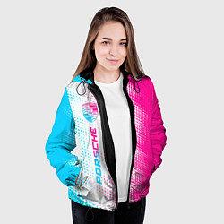 Куртка с капюшоном женская Porsche neon gradient style: по-вертикали, цвет: 3D-черный — фото 2