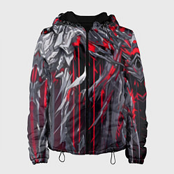 Куртка с капюшоном женская Красная демоническая кибер броня, цвет: 3D-черный