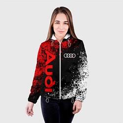 Куртка с капюшоном женская Ауди - красный и белый, цвет: 3D-белый — фото 2