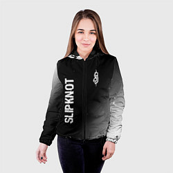 Куртка с капюшоном женская Slipknot glitch на темном фоне: надпись, символ, цвет: 3D-черный — фото 2