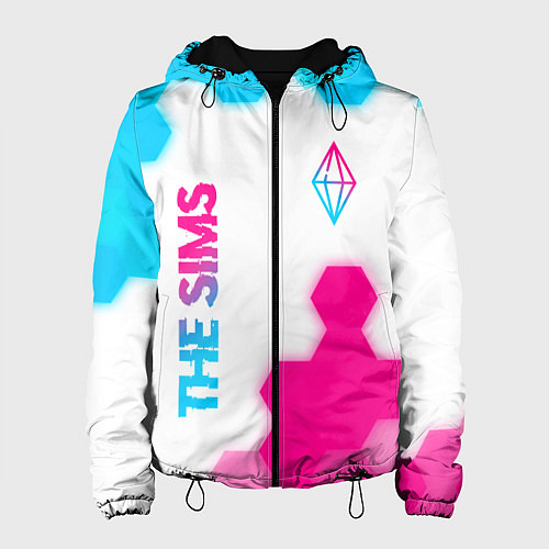 Женская куртка The Sims neon gradient style: надпись, символ / 3D-Черный – фото 1