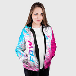 Куртка с капюшоном женская FAW neon gradient style: надпись, символ, цвет: 3D-черный — фото 2