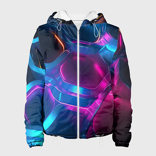 Женская куртка Неоновый синий фон / 3D-Белый – фото 1
