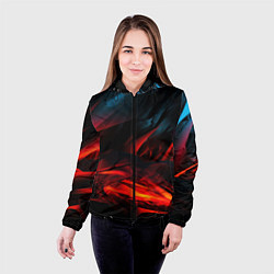 Куртка с капюшоном женская Red black abstract, цвет: 3D-черный — фото 2