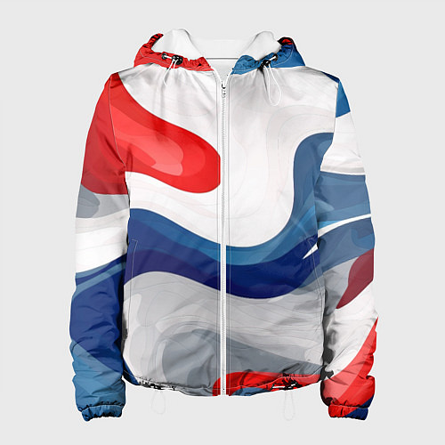 Женская куртка Абстракция в цветах флага России / 3D-Белый – фото 1