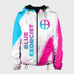 Куртка с капюшоном женская Blue Exorcist neon gradient style: надпись, символ, цвет: 3D-черный