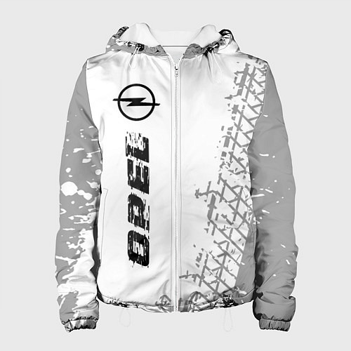 Женская куртка Opel speed на светлом фоне со следами шин: по-верт / 3D-Белый – фото 1