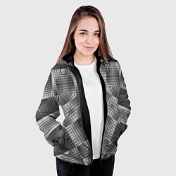 Куртка с капюшоном женская В серых тонах геометрический узор, цвет: 3D-черный — фото 2