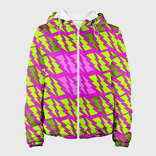 Женская куртка Ретро молнии розово-жёлтые / 3D-Белый – фото 1