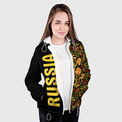 Куртка с капюшоном женская Russia хохлома, цвет: 3D-белый — фото 2