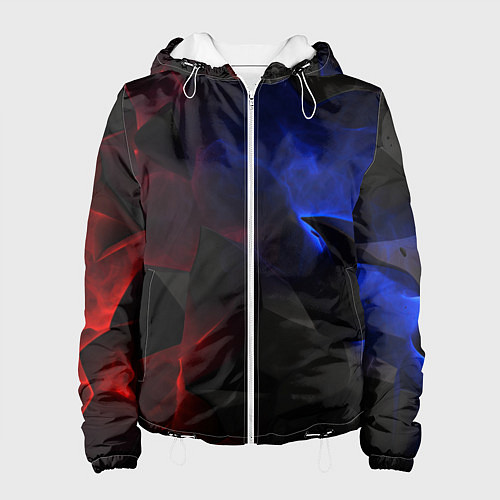 Женская куртка Синие черные красные плиты / 3D-Белый – фото 1