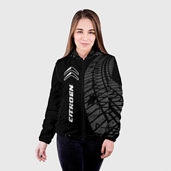 Куртка с капюшоном женская Citroen speed на темном фоне со следами шин: по-ве, цвет: 3D-черный — фото 2