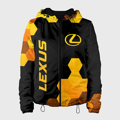 Женская куртка Lexus - gold gradient: надпись, символ / 3D-Черный – фото 1