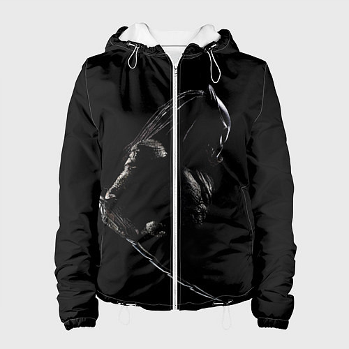 Женская куртка Хищник на черном фоне / 3D-Белый – фото 1