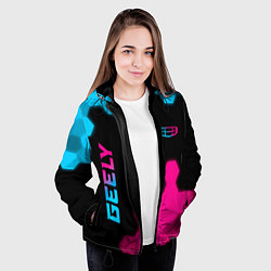 Куртка с капюшоном женская Geely - neon gradient: надпись, символ, цвет: 3D-черный — фото 2