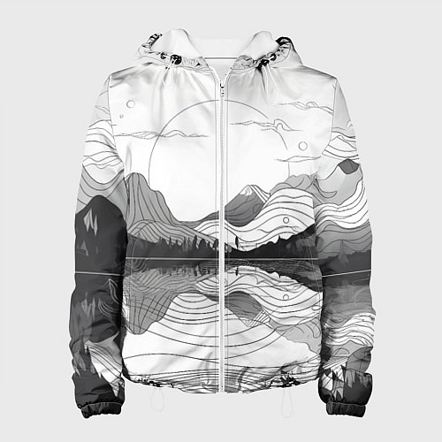 Женская куртка Минималистичный пейзаж чб / 3D-Белый – фото 1