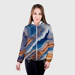 Куртка с капюшоном женская Волнистая разноцветная яшма, цвет: 3D-белый — фото 2