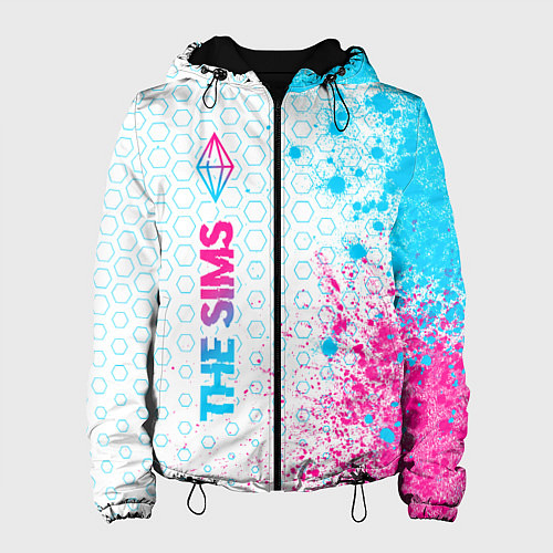 Женская куртка The Sims neon gradient style: по-вертикали / 3D-Черный – фото 1