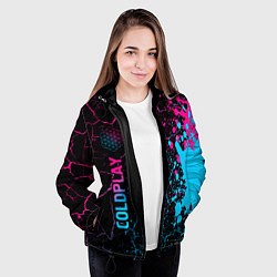 Куртка с капюшоном женская Coldplay - neon gradient: по-вертикали, цвет: 3D-черный — фото 2