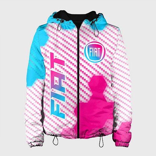 Женская куртка Fiat neon gradient style: надпись, символ / 3D-Черный – фото 1