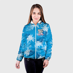 Куртка с капюшоном женская Цветочный паттерн - GTA vice city, цвет: 3D-белый — фото 2