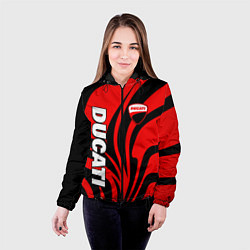Куртка с капюшоном женская Ducati - red stripes, цвет: 3D-черный — фото 2