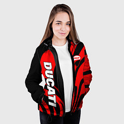 Куртка с капюшоном женская Ducati - red stripes, цвет: 3D-черный — фото 2
