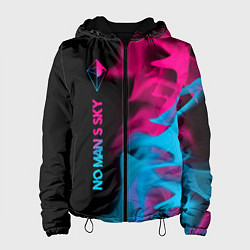 Куртка с капюшоном женская No Mans Sky - neon gradient: по-вертикали, цвет: 3D-черный