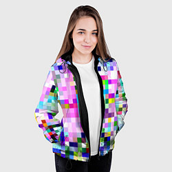 Куртка с капюшоном женская Пиксельная яркая абстракция, цвет: 3D-черный — фото 2