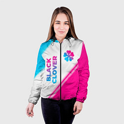 Куртка с капюшоном женская Black Clover neon gradient style: надпись, символ, цвет: 3D-черный — фото 2