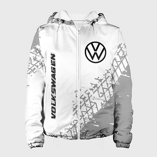 Женская куртка Volkswagen speed на светлом фоне со следами шин: н / 3D-Белый – фото 1