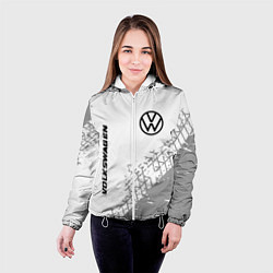 Куртка с капюшоном женская Volkswagen speed на светлом фоне со следами шин: н, цвет: 3D-белый — фото 2