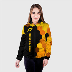 Куртка с капюшоном женская Need for Speed - gold gradient: по-вертикали, цвет: 3D-черный — фото 2