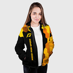 Куртка с капюшоном женская Need for Speed - gold gradient: по-вертикали, цвет: 3D-черный — фото 2