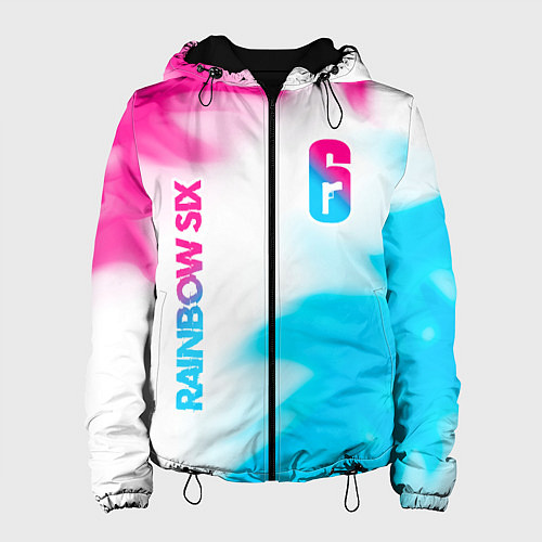 Женская куртка Rainbow Six neon gradient style: надпись, символ / 3D-Черный – фото 1