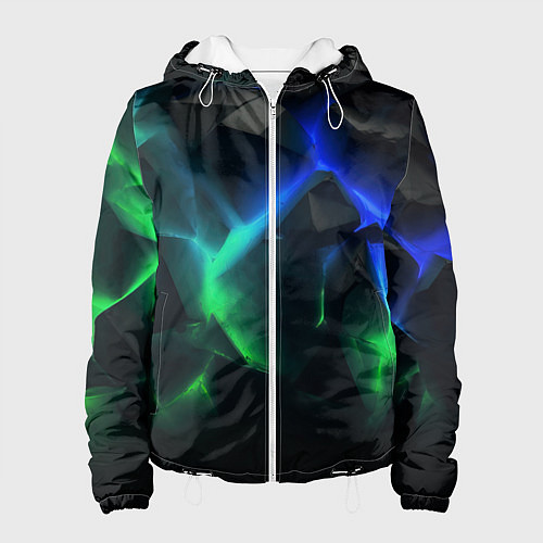 Женская куртка Разлом синих и зеленых плит / 3D-Белый – фото 1