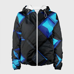 Куртка с капюшоном женская Черные и синие плитки, цвет: 3D-белый