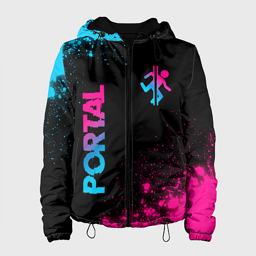 Женская куртка Portal - neon gradient: надпись, символ / 3D-Черный – фото 1