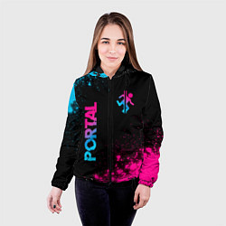 Куртка с капюшоном женская Portal - neon gradient: надпись, символ, цвет: 3D-черный — фото 2