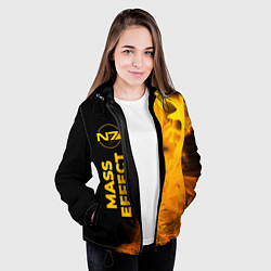 Куртка с капюшоном женская Mass Effect - gold gradient: по-вертикали, цвет: 3D-черный — фото 2
