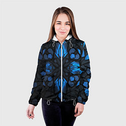 Куртка с капюшоном женская Синий абстрактный узор на плитах, цвет: 3D-белый — фото 2