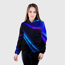 Куртка с капюшоном женская Синий градиент - нейросеть, цвет: 3D-черный — фото 2